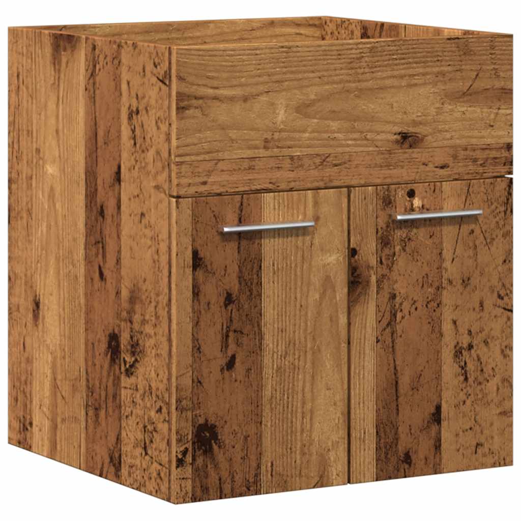 2-delige Badkamermeubelset bewerkt hout oud houtkleurig is nu te koop bij PeponiXL, paradijselijk wonen!