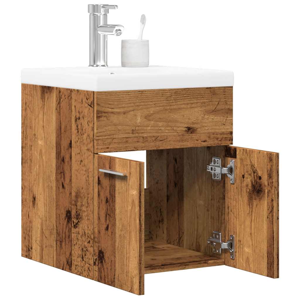 2-delige Badkamermeubelset bewerkt hout oud houtkleurig is nu te koop bij PeponiXL, paradijselijk wonen!