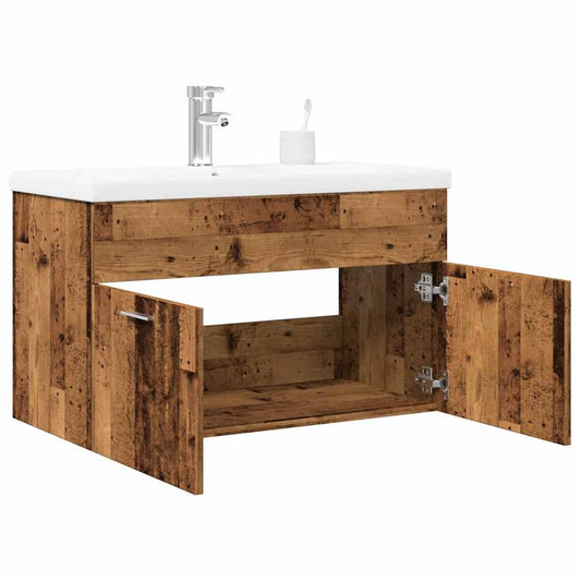 2-delige Badkamermeubelset bewerkt hout oud houtkleurig is nu te koop bij PeponiXL, paradijselijk wonen!