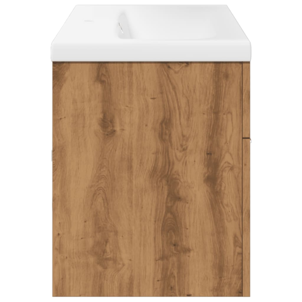 Wastafelkast met ingebouwde wasbak artisanaal eikenkleurig is nu te koop bij PeponiXL, paradijselijk wonen!