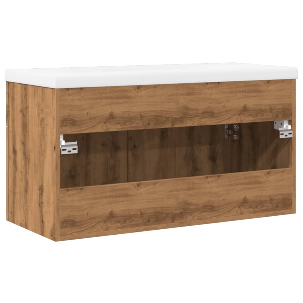 Wastafelkast met ingebouwde wasbak artisanaal eikenkleurig is nu te koop bij PeponiXL, paradijselijk wonen!
