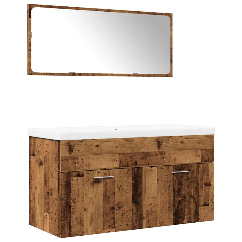 3-delige Badkamermeubelset bewerkt hout oud houtkleurig is nu te koop bij PeponiXL, paradijselijk wonen!
