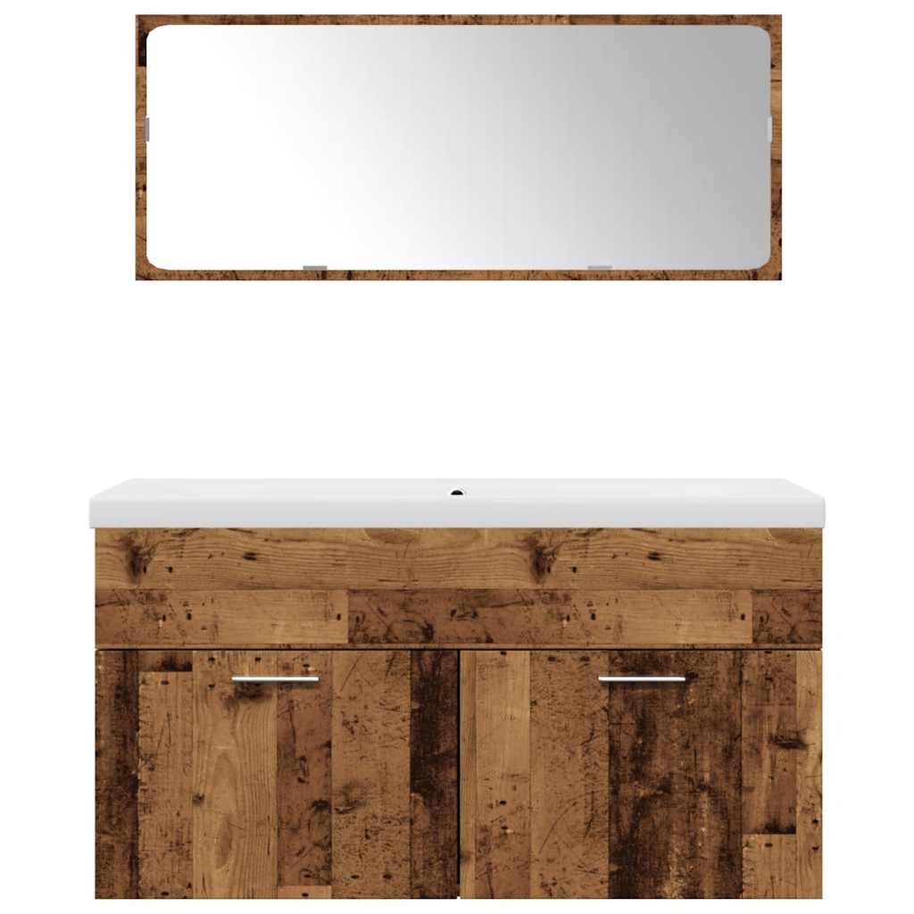 3-delige Badkamermeubelset bewerkt hout oud houtkleurig is nu te koop bij PeponiXL, paradijselijk wonen!