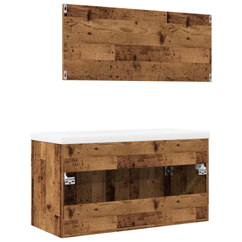 3-delige Badkamermeubelset bewerkt hout oud houtkleurig is nu te koop bij PeponiXL, paradijselijk wonen!