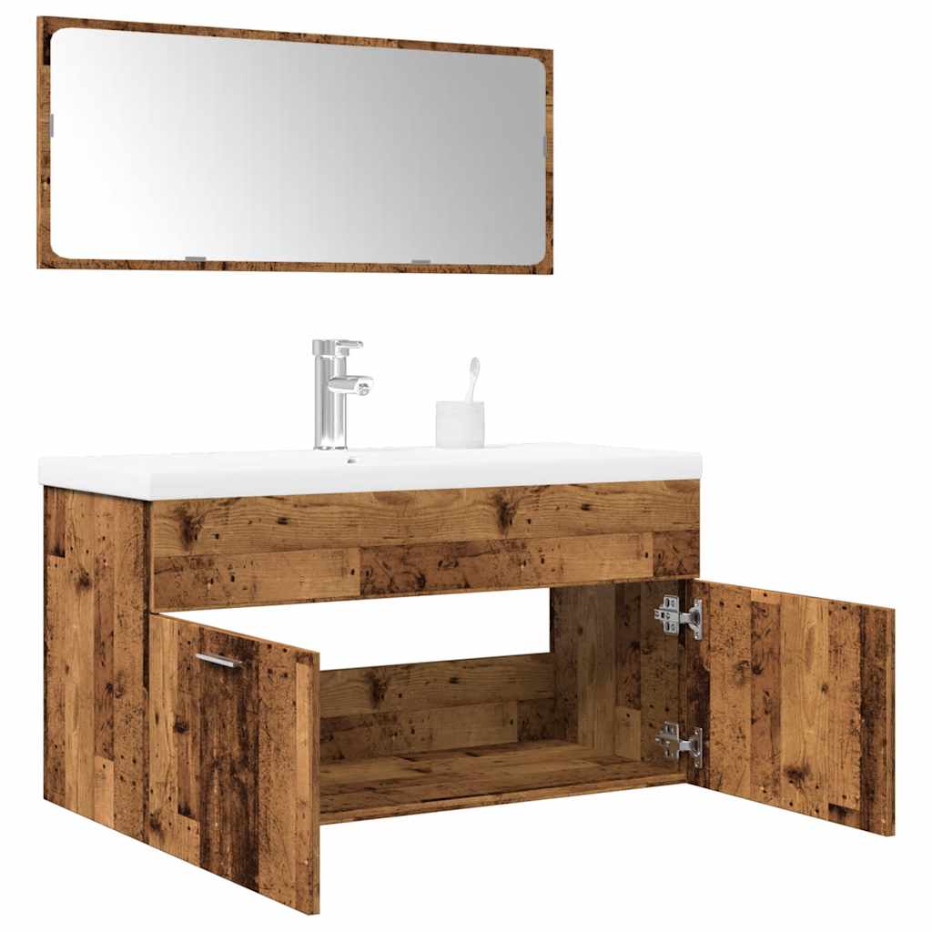 3-delige Badkamermeubelset bewerkt hout oud houtkleurig is nu te koop bij PeponiXL, paradijselijk wonen!