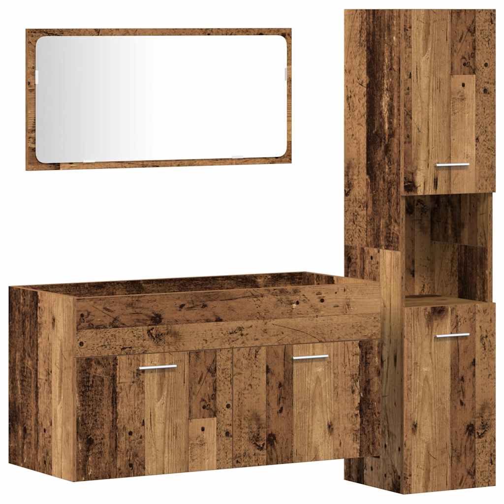 3-delige Badkamermeubelset bewerkt hout oud houtkleurig is nu te koop bij PeponiXL, paradijselijk wonen!