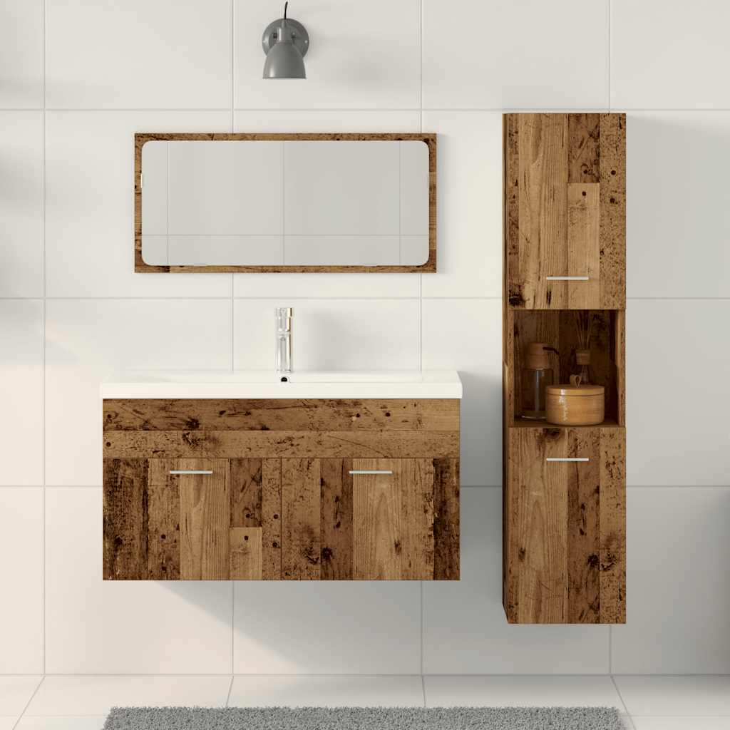 3-delige Badkamermeubelset bewerkt hout oud houtkleurig is nu te koop bij PeponiXL, paradijselijk wonen!
