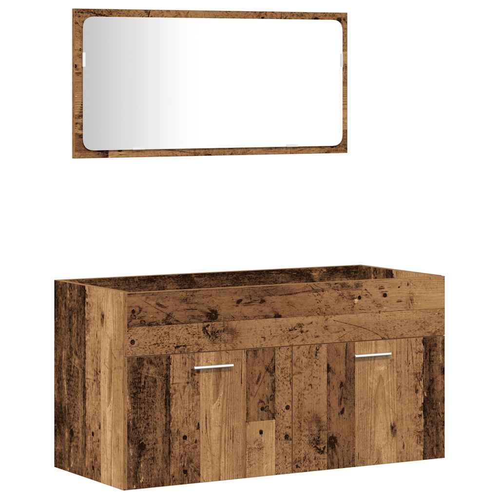 3-delige Badkamermeubelset bewerkt hout oud houtkleurig is nu te koop bij PeponiXL, paradijselijk wonen!