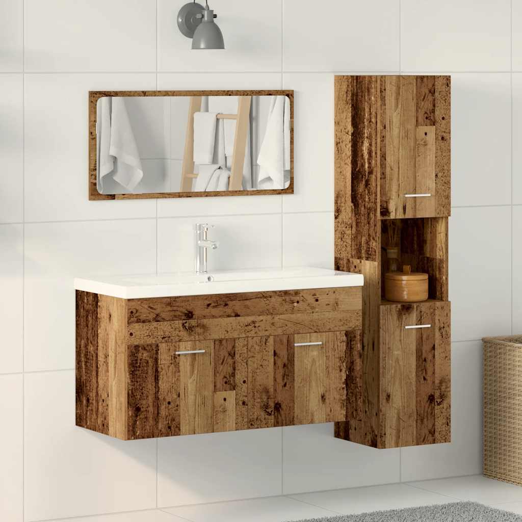 3-delige Badkamermeubelset bewerkt hout oud houtkleurig is nu te koop bij PeponiXL, paradijselijk wonen!