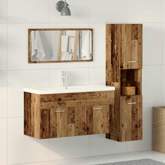 3-delige Badkamermeubelset bewerkt hout oud houtkleurig is nu te koop bij PeponiXL, paradijselijk wonen!