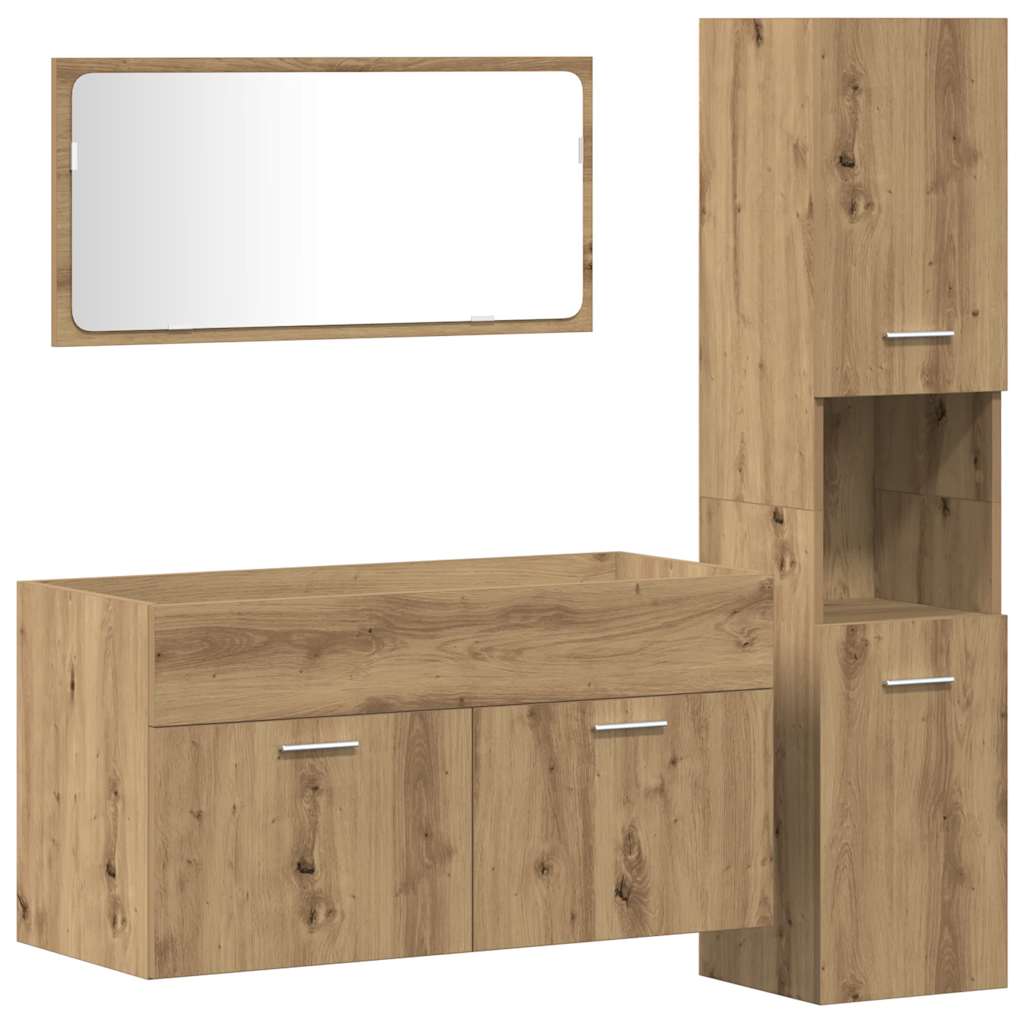 3-delige Badkamermeubelset bewerkt hout artisanaal eikenkleur is nu te koop bij PeponiXL, paradijselijk wonen!