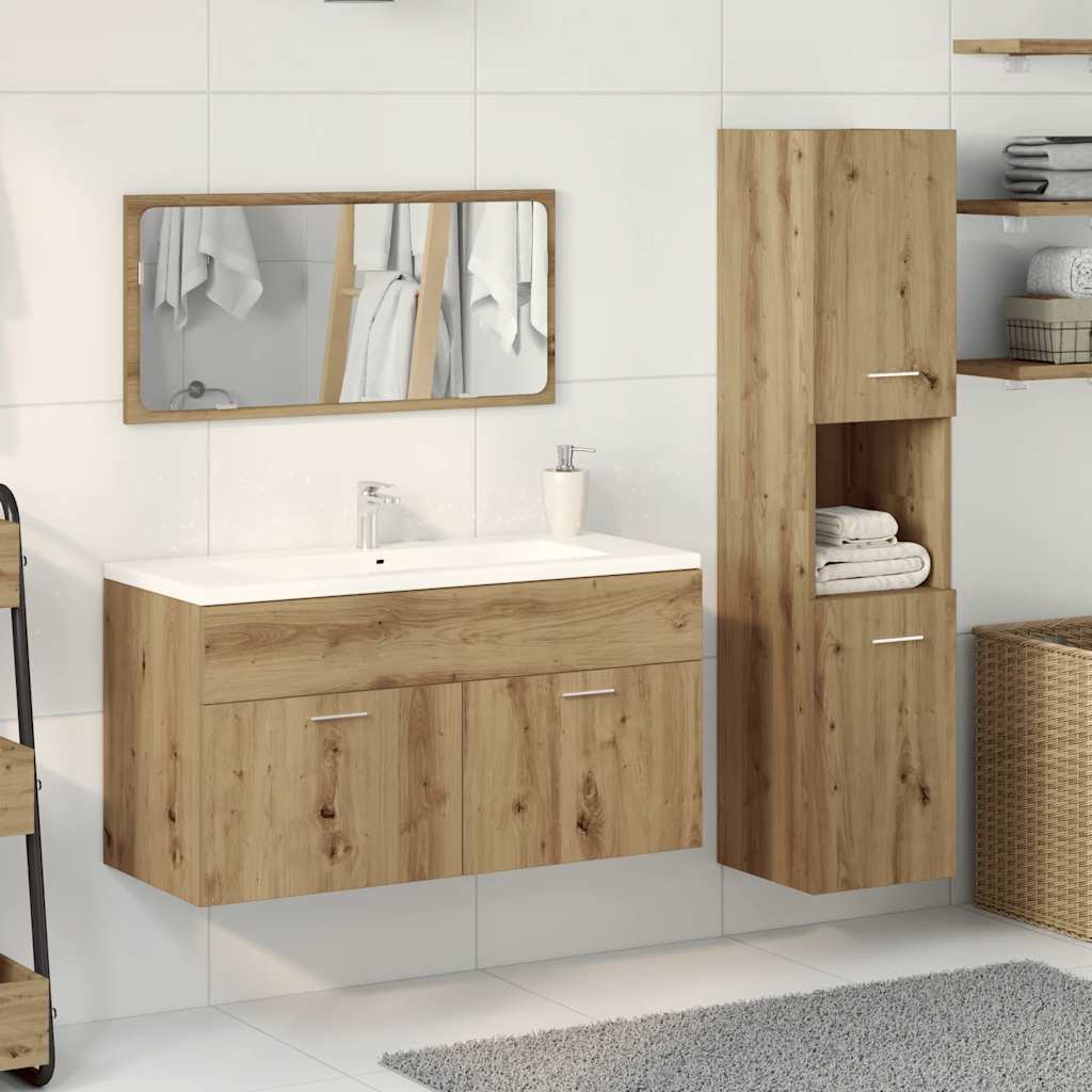 3-delige Badkamermeubelset bewerkt hout artisanaal eikenkleur is nu te koop bij PeponiXL, paradijselijk wonen!
