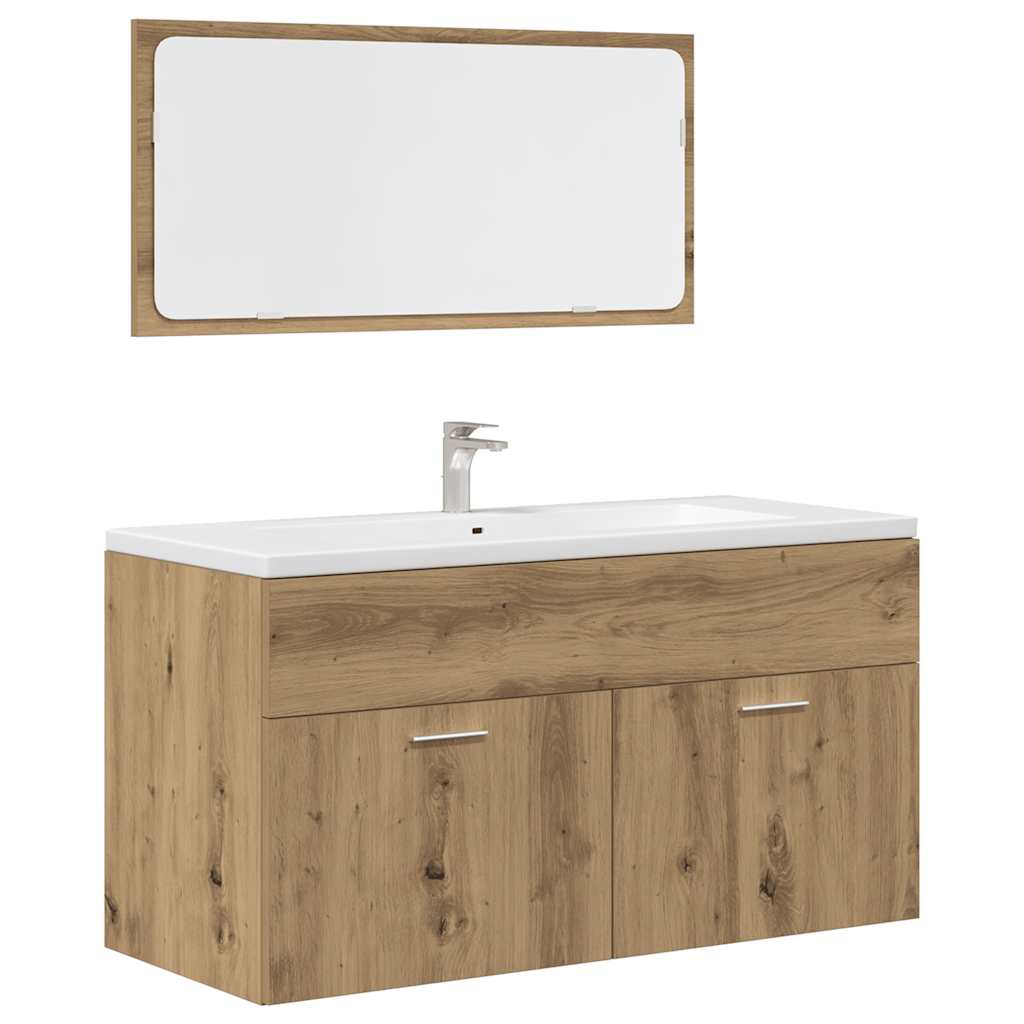 3-delige Badkamermeubelset bewerkt hout artisanaal eikenkleur is nu te koop bij PeponiXL, paradijselijk wonen!