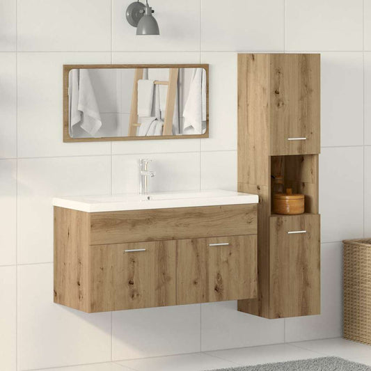 3-delige Badkamermeubelset bewerkt hout artisanaal eikenkleur is nu te koop bij PeponiXL, paradijselijk wonen!