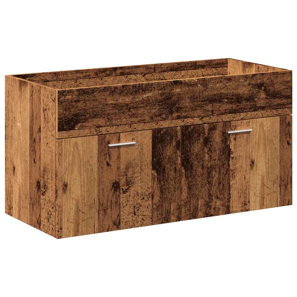 4-delige Badkamermeubelset bewerkt hout oud houtkleurig is nu te koop bij PeponiXL, paradijselijk wonen!