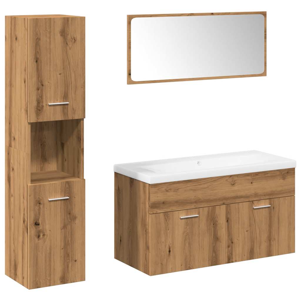 5-delige Badkamermeubelset bewerkt hout artisanaal eikenkleur is nu te koop bij PeponiXL, paradijselijk wonen!