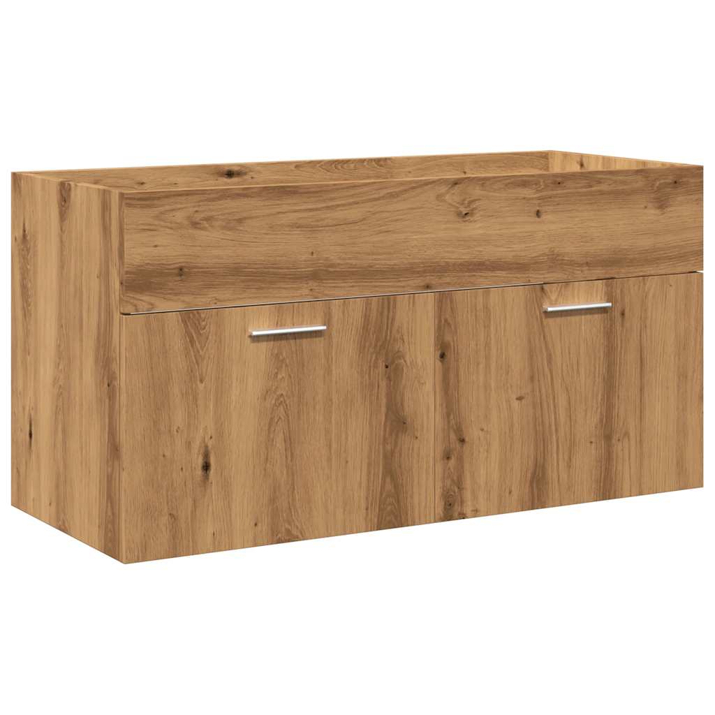5-delige Badkamermeubelset bewerkt hout artisanaal eikenkleur is nu te koop bij PeponiXL, paradijselijk wonen!