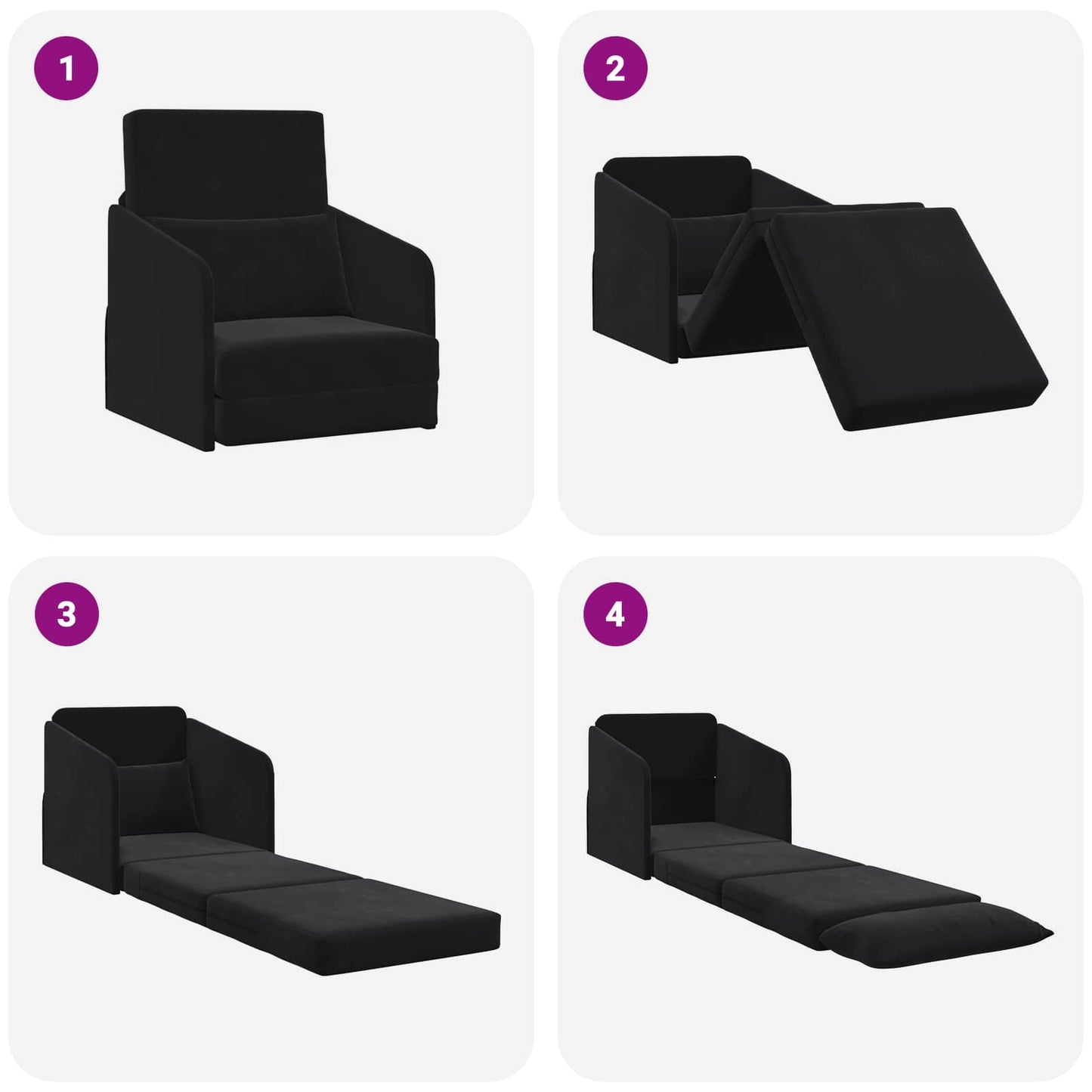 Slaapbank Zwart 65 x 80 x 83 cm Fluweel is nu te koop bij PeponiXL, paradijselijk wonen!