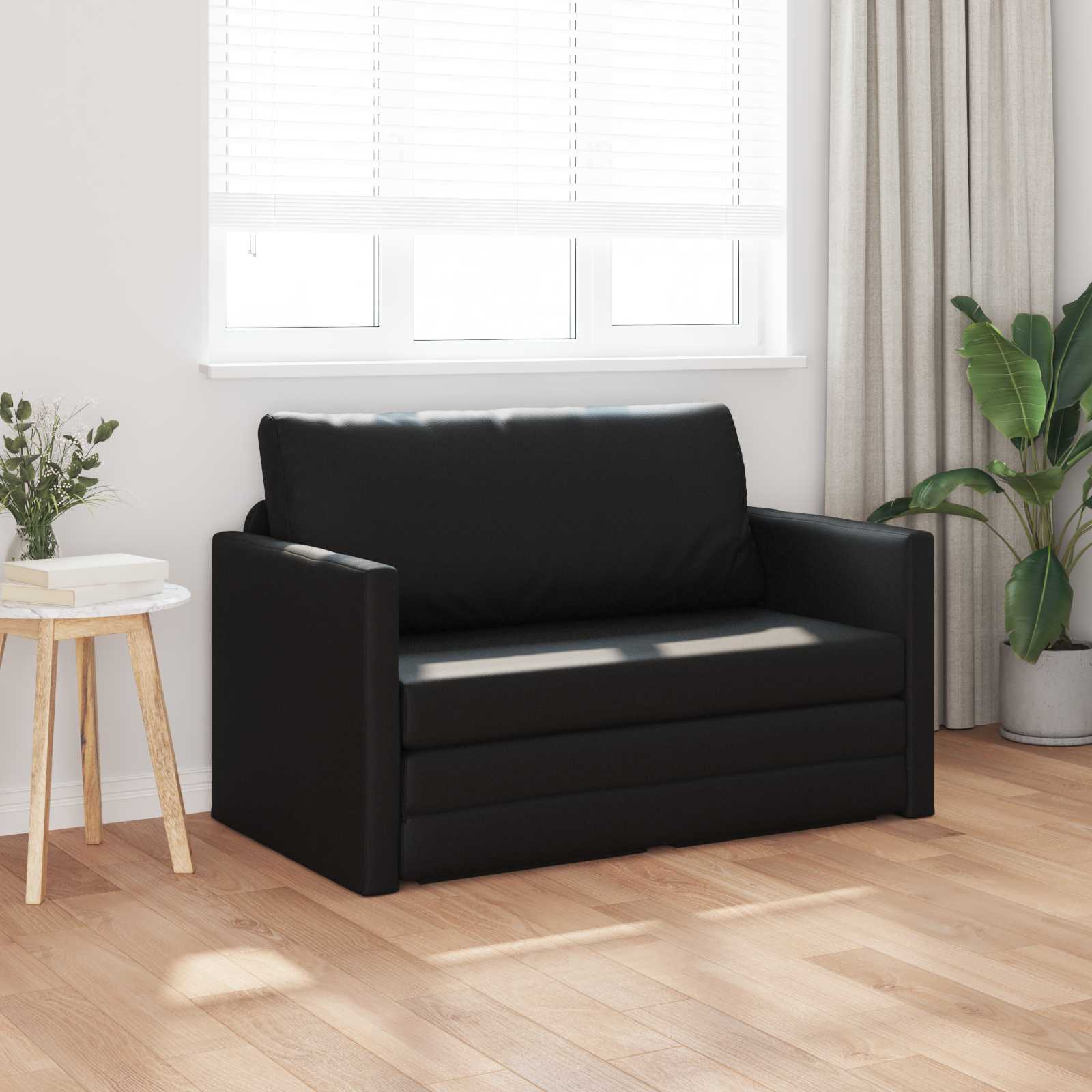 Slaapbank Zwart 124 x 71 x 78 cm Kunstleer is nu te koop bij PeponiXL, paradijselijk wonen!