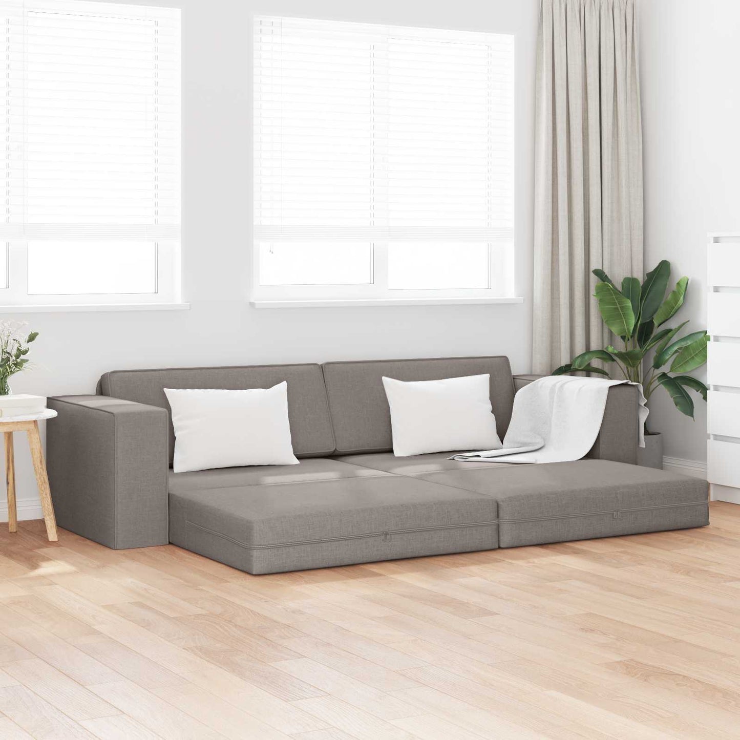 Slaapbank Taupe 245 x 78 x 77 cm Stof is nu te koop bij PeponiXL, paradijselijk wonen!