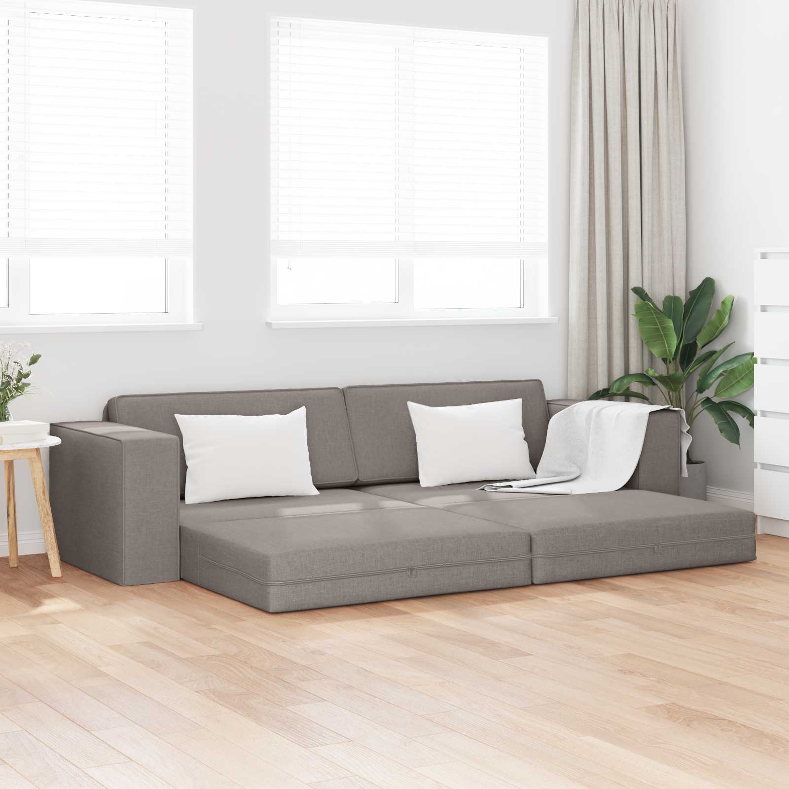 Slaapbank Taupe 245 x 78 x 77 cm Stof is nu te koop bij PeponiXL, paradijselijk wonen!