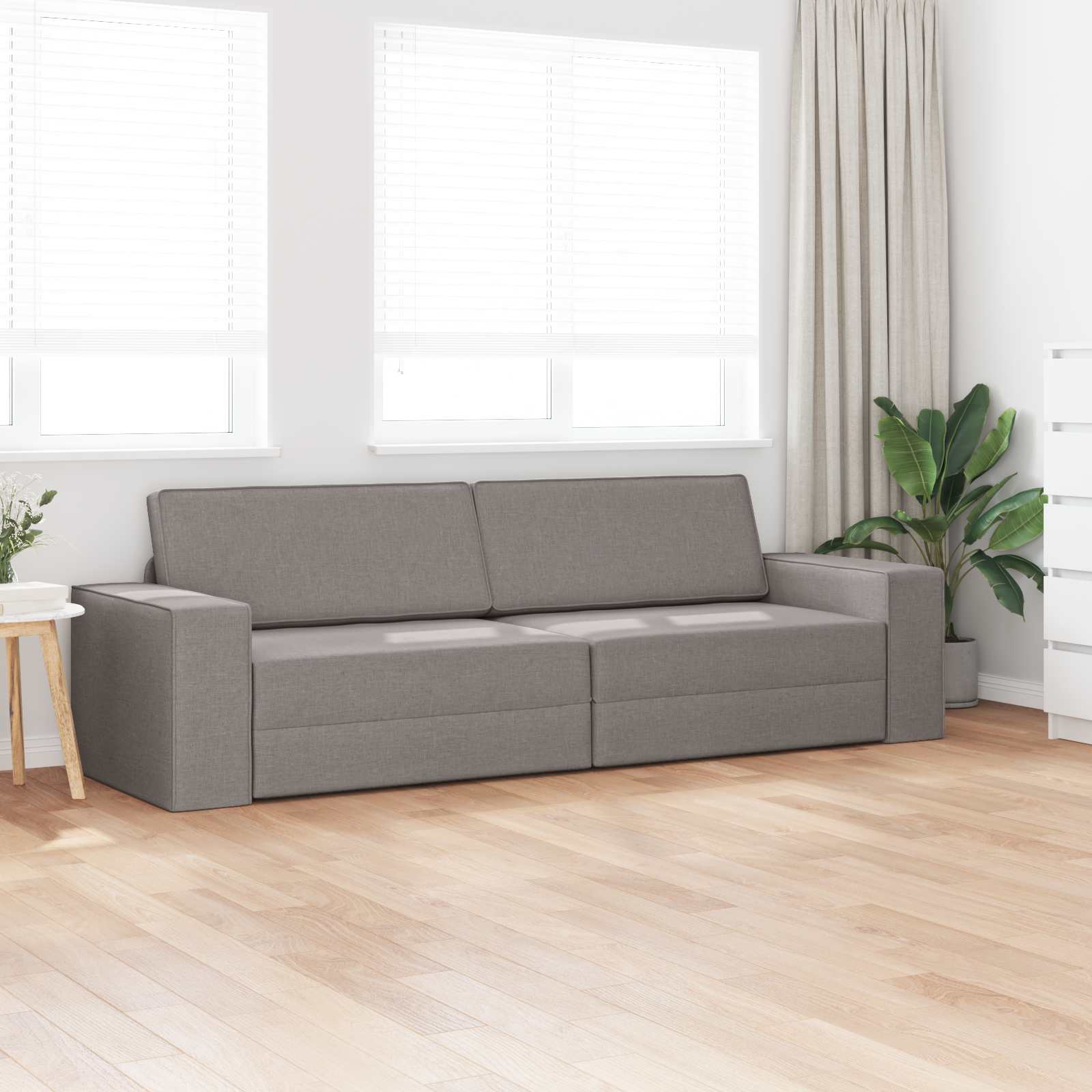 Slaapbank Taupe 245 x 78 x 77 cm Stof is nu te koop bij PeponiXL, paradijselijk wonen!