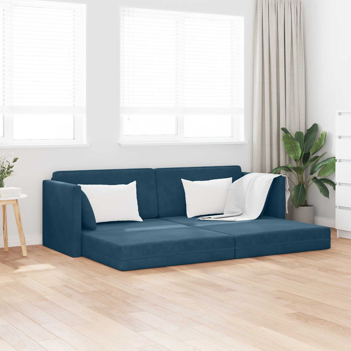 Vloerslaapbank Blauw 213 x 70 x 77 cm Fluweel is nu te koop bij PeponiXL, paradijselijk wonen!