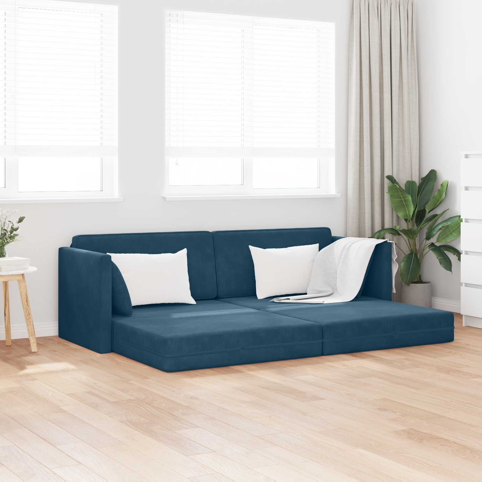 Vloerslaapbank Blauw 213 x 70 x 77 cm Fluweel is nu te koop bij PeponiXL, paradijselijk wonen!