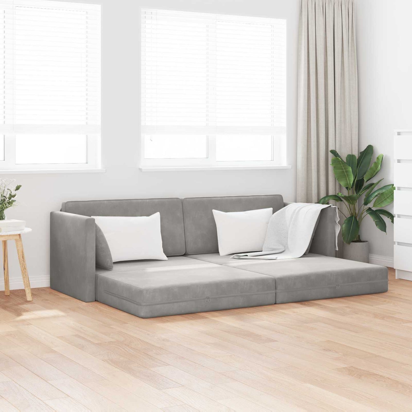 Vloerslaapbank Lichtgrijs 213 x 70 x 77 cm Fluweel is nu te koop bij PeponiXL, paradijselijk wonen!
