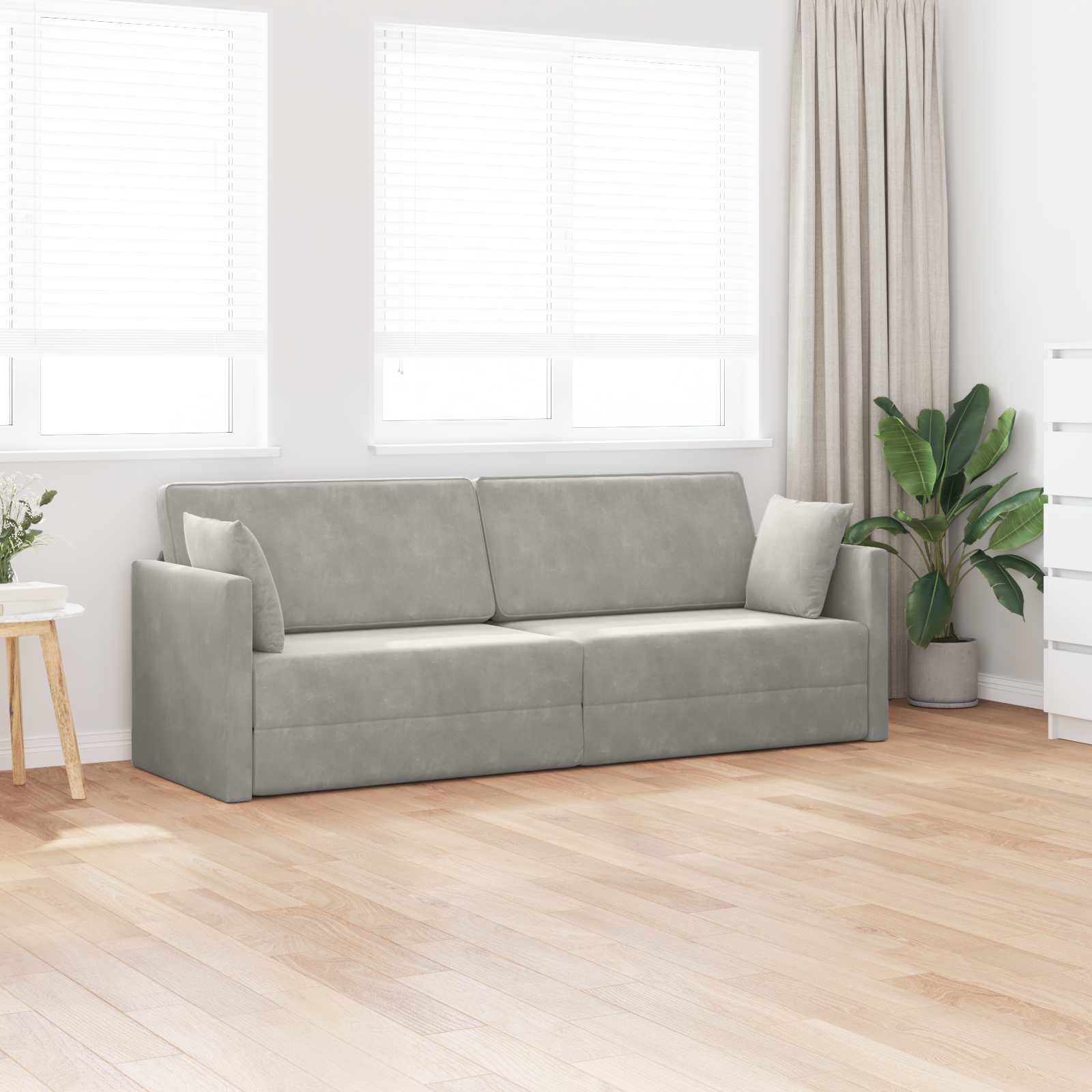 Vloerslaapbank Lichtgrijs 213 x 70 x 77 cm Fluweel is nu te koop bij PeponiXL, paradijselijk wonen!