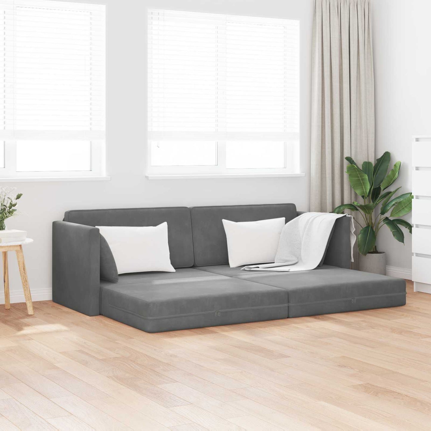 Vloerslaapbank Donkergrijs 213 x 70 x 77 cm Fluweel is nu te koop bij PeponiXL, paradijselijk wonen!