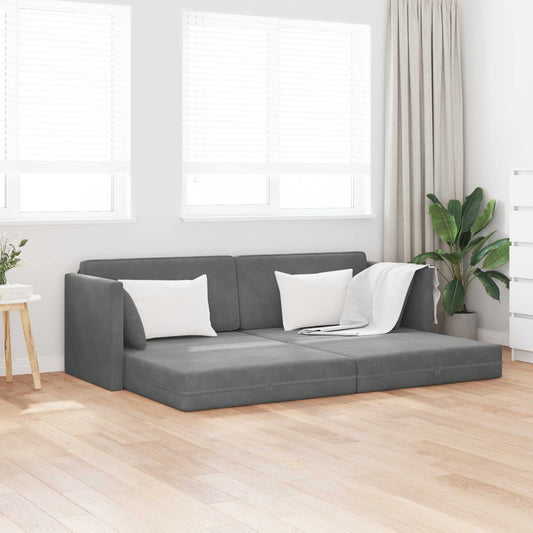 Vloerslaapbank Donkergrijs 213 x 70 x 77 cm Fluweel is nu te koop bij PeponiXL, paradijselijk wonen!