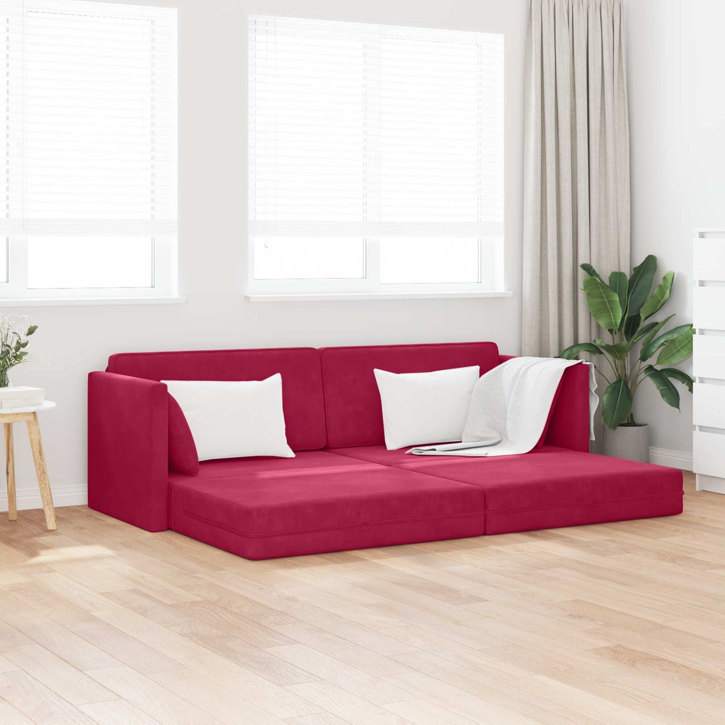 Vloerslaapbank Wijnrood 213 x 70 x 77 cm Fluweel is nu te koop bij PeponiXL, paradijselijk wonen!