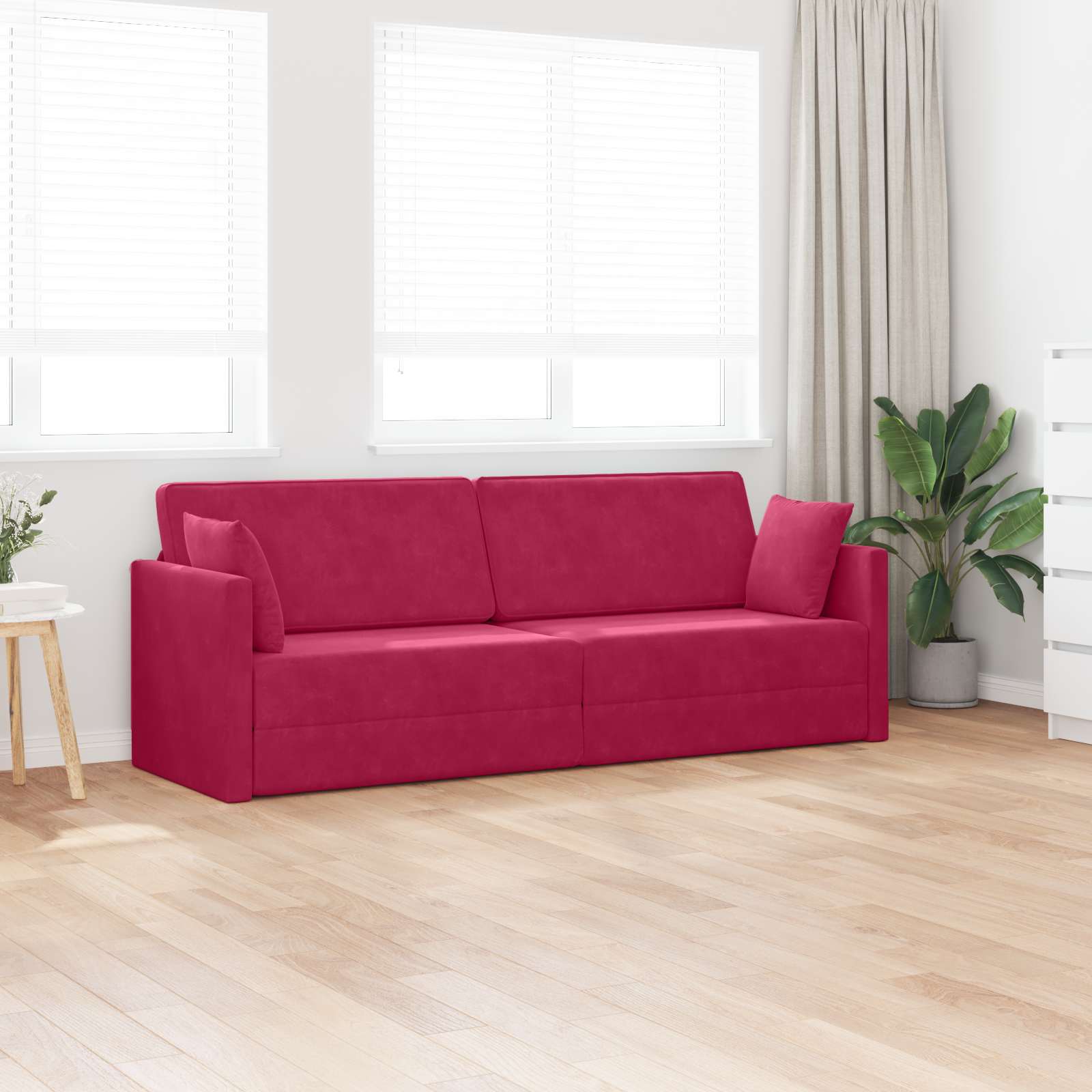 Vloerslaapbank Wijnrood 213 x 70 x 77 cm Fluweel is nu te koop bij PeponiXL, paradijselijk wonen!