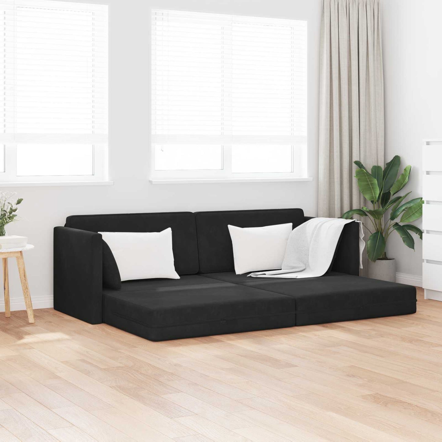 Vloerslaapbank Zwart 213 x 70 x 77 cm Fluweel is nu te koop bij PeponiXL, paradijselijk wonen!