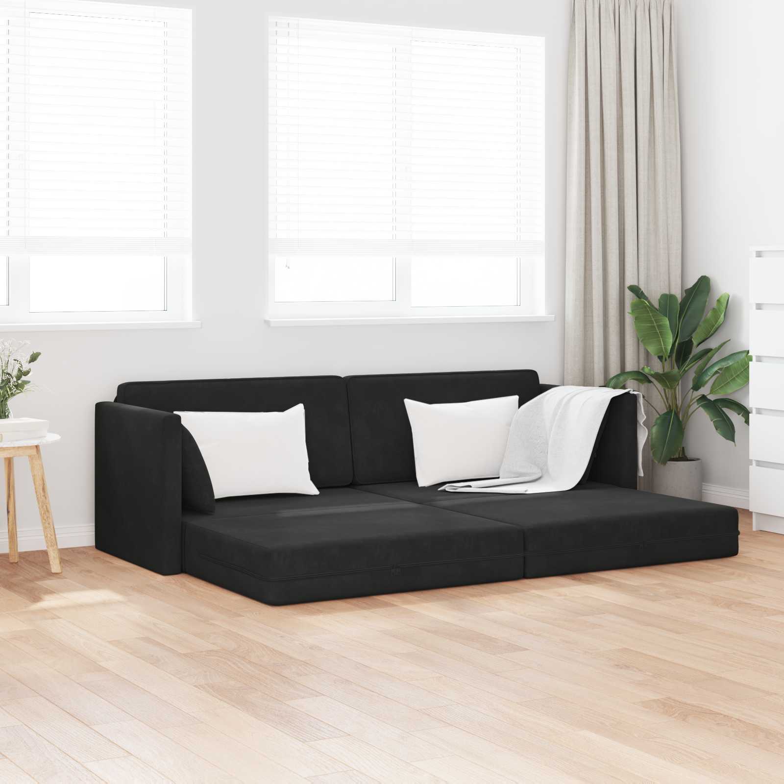 Vloerslaapbank Zwart 213 x 70 x 77 cm Fluweel is nu te koop bij PeponiXL, paradijselijk wonen!