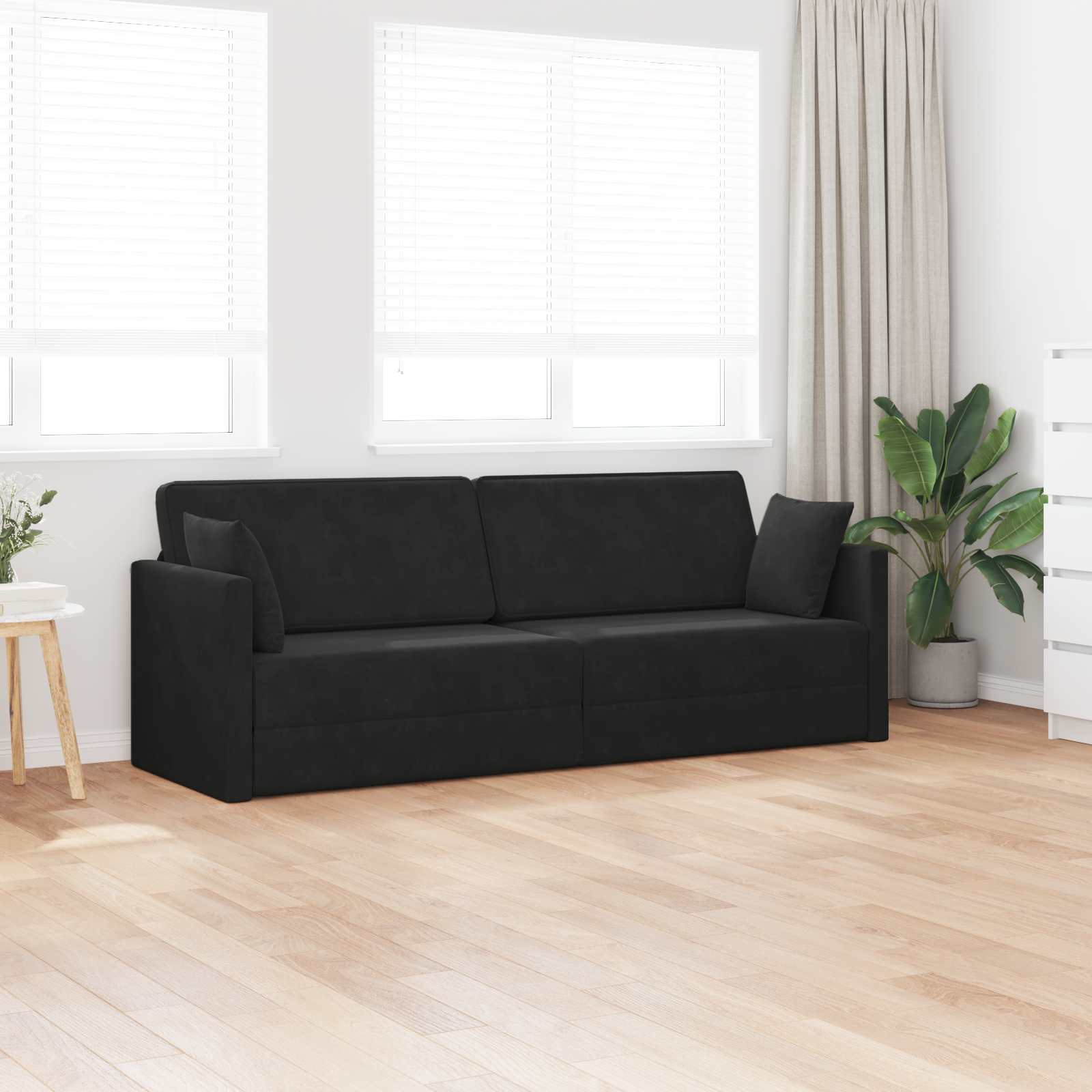 Vloerslaapbank Zwart 213 x 70 x 77 cm Fluweel is nu te koop bij PeponiXL, paradijselijk wonen!