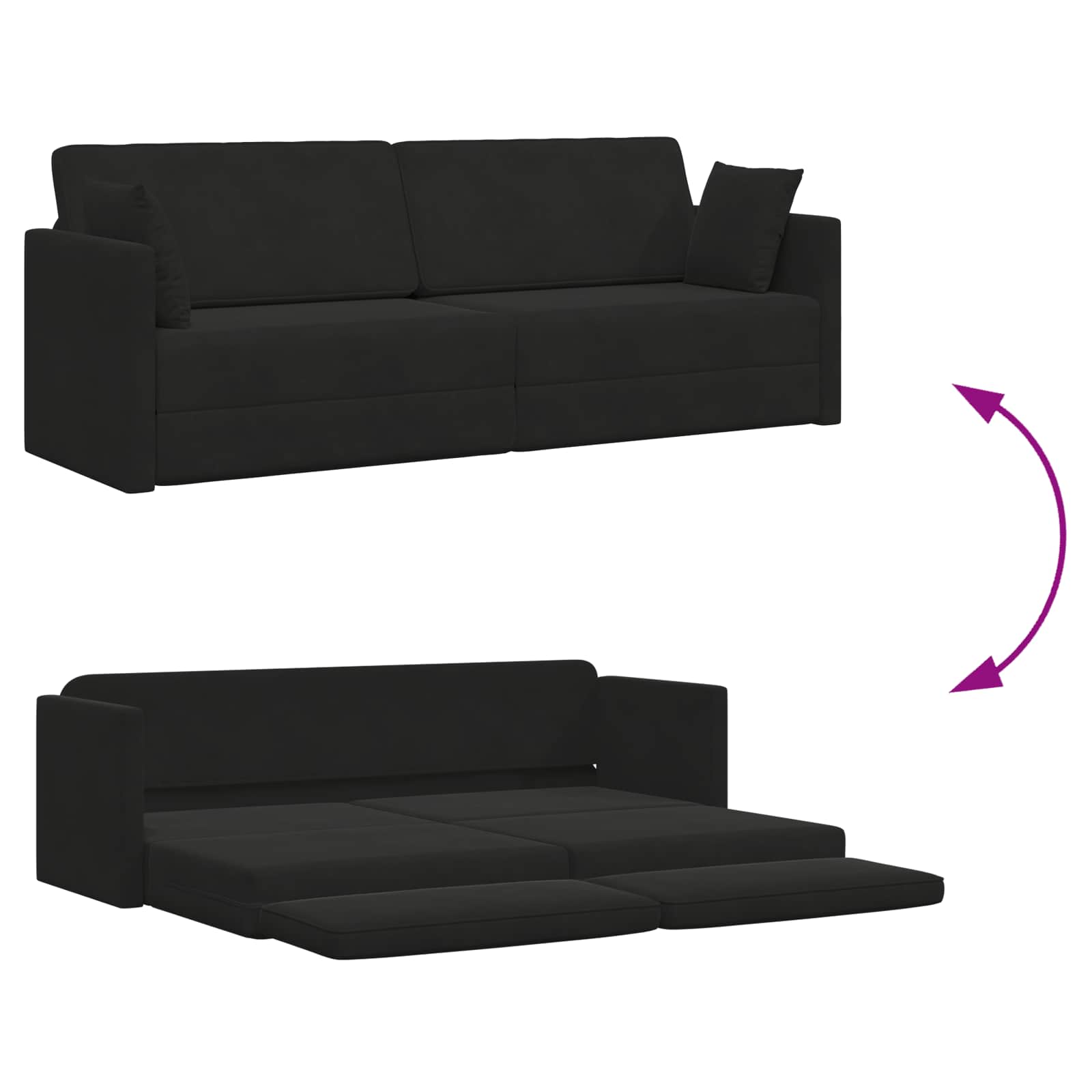Vloerslaapbank Zwart 213 x 70 x 77 cm Fluweel is nu te koop bij PeponiXL, paradijselijk wonen!