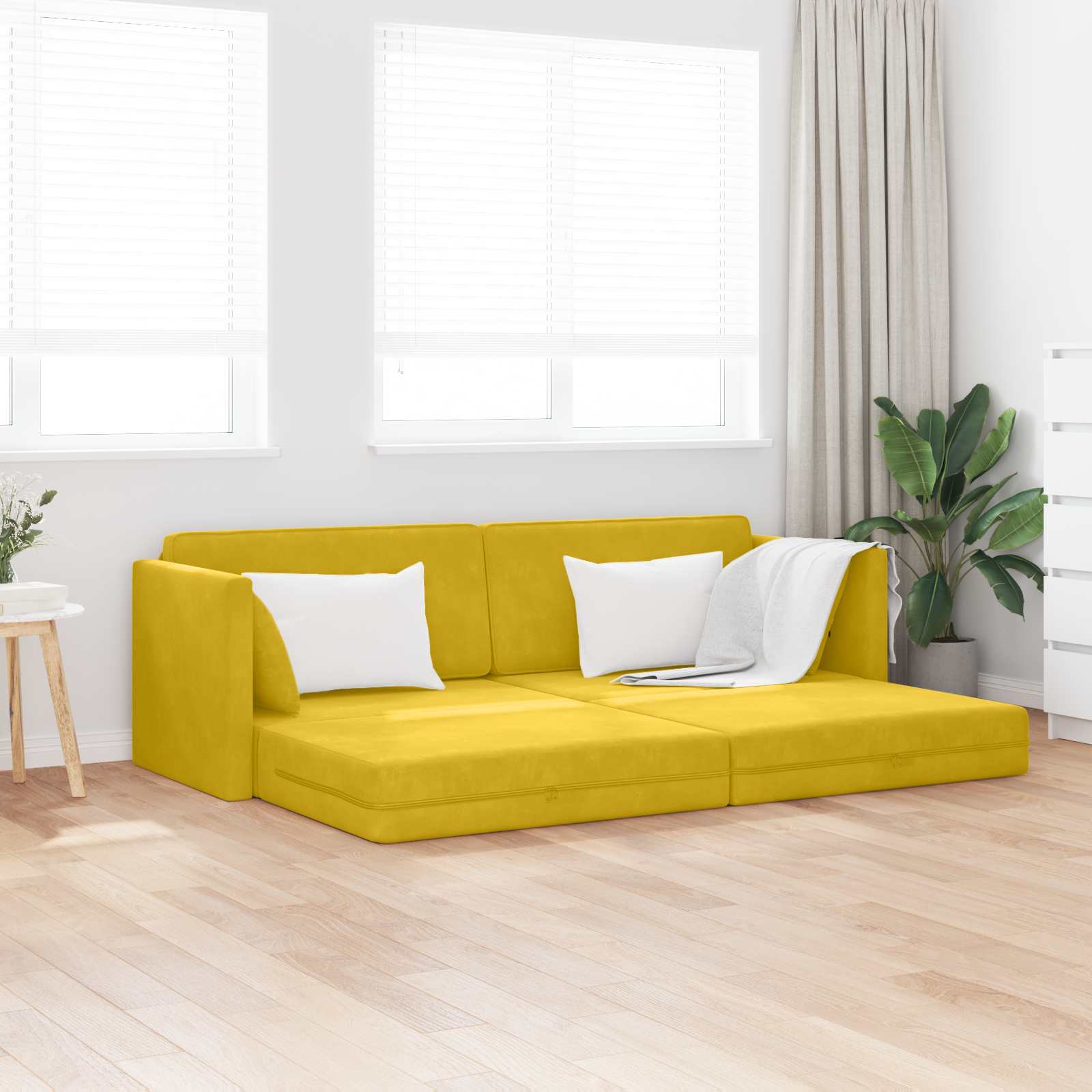 Vloerslaapbank Geel 213 x 70 x 77 cm Fluweel is nu te koop bij PeponiXL, paradijselijk wonen!
