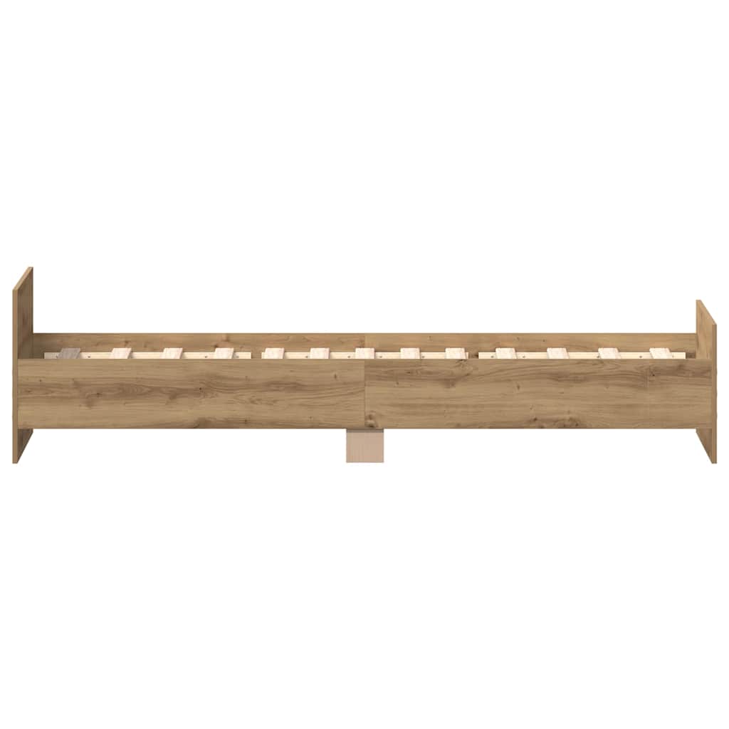Bedframe zonder matras spaanplaat artisanaal eikenkleurig is nu te koop bij PeponiXL, paradijselijk wonen!