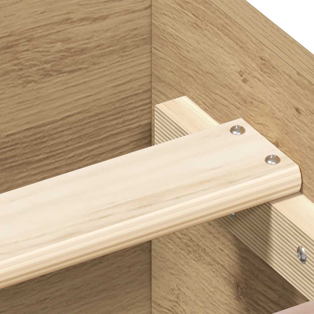 Bedframe zonder matras spaanplaat artisanaal eikenkleurig is nu te koop bij PeponiXL, paradijselijk wonen!