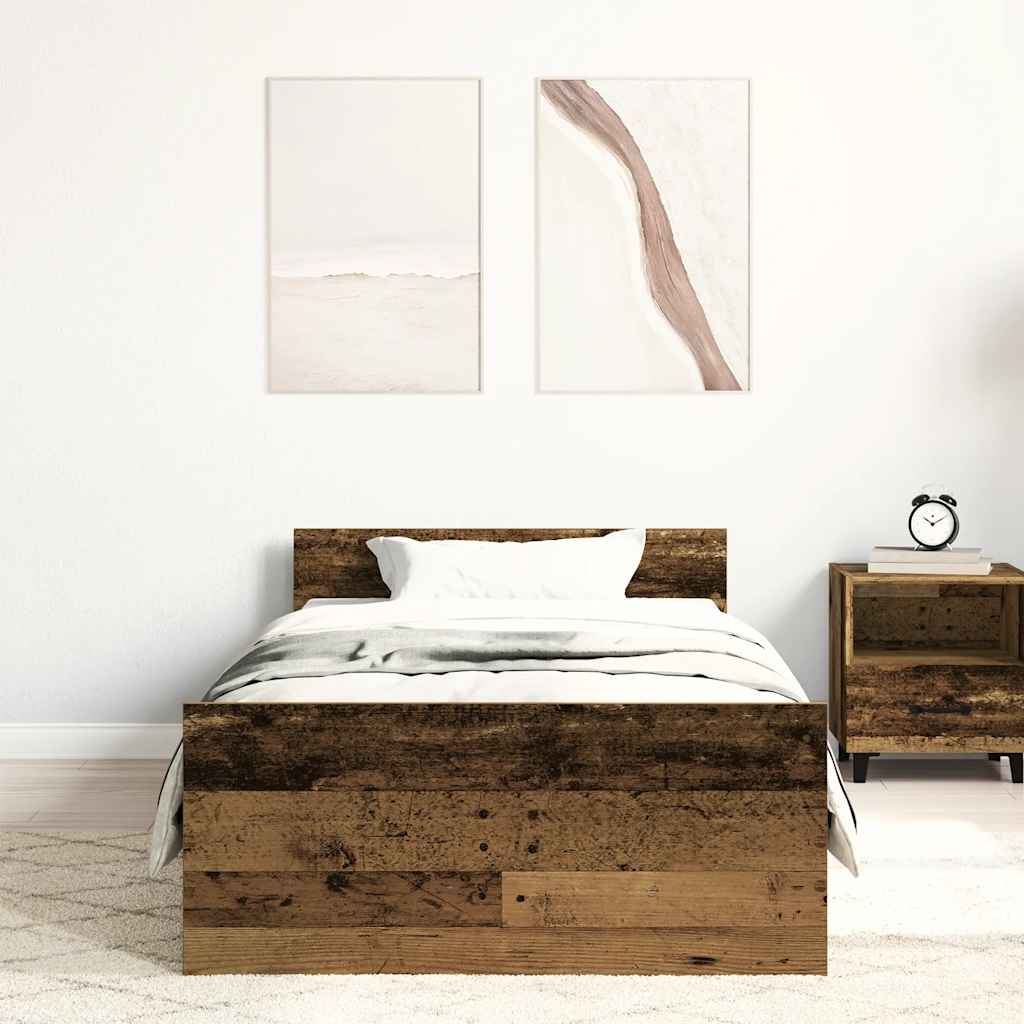 Bedframe zonder matras 100x200 cm bewerkt hout oud hout is nu te koop bij PeponiXL, paradijselijk wonen!