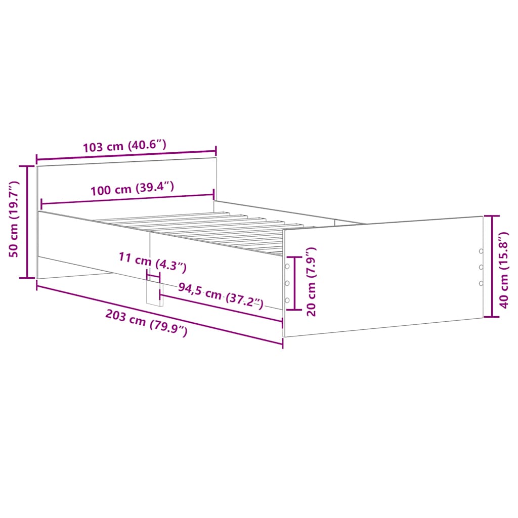 Bedframe zonder matras 100x200 cm bewerkt hout oud hout is nu te koop bij PeponiXL, paradijselijk wonen!