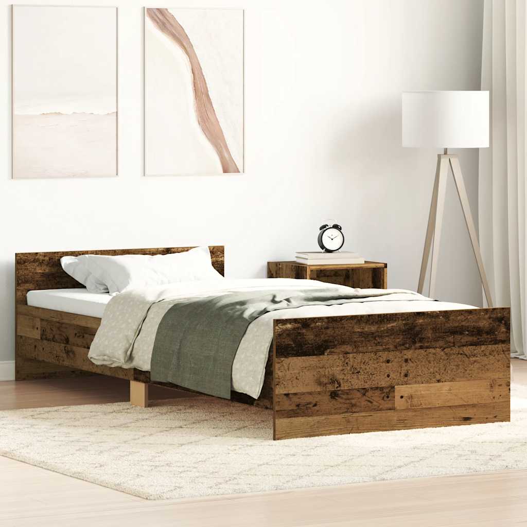Bedframe zonder matras 100x200 cm bewerkt hout oud hout is nu te koop bij PeponiXL, paradijselijk wonen!