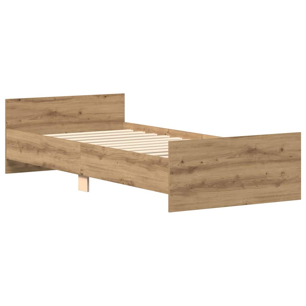 Bedframe zonder matras spaanplaat artisanaal eikenkleurig is nu te koop bij PeponiXL, paradijselijk wonen!