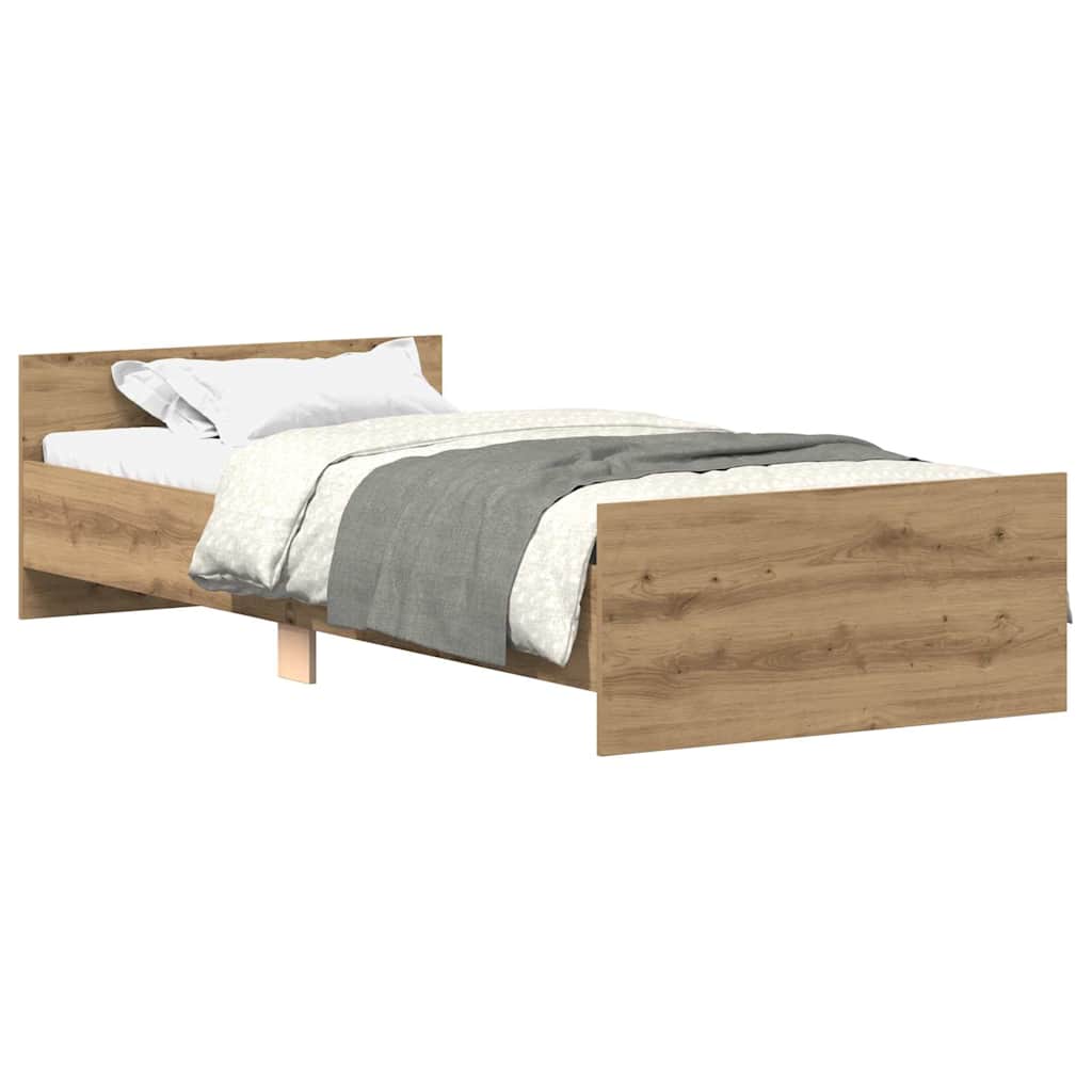 Bedframe zonder matras spaanplaat artisanaal eikenkleurig is nu te koop bij PeponiXL, paradijselijk wonen!