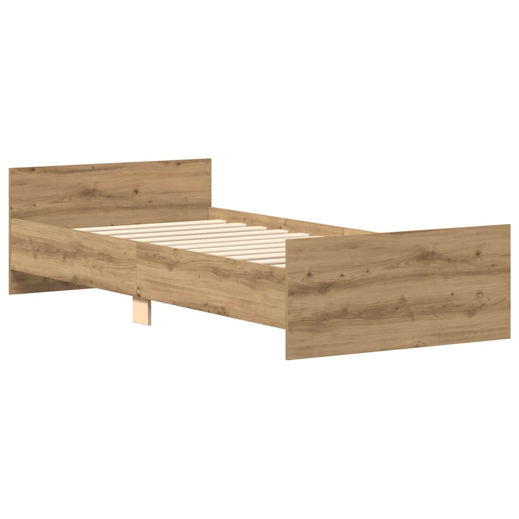 Bedframe zonder matras spaanplaat artisanaal eikenkleurig is nu te koop bij PeponiXL, paradijselijk wonen!