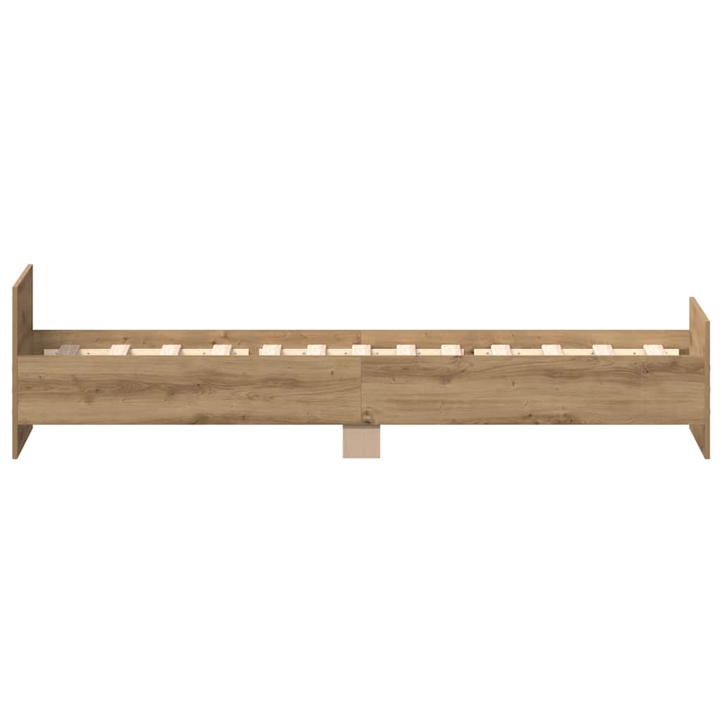 Bedframe zonder matras spaanplaat artisanaal eikenkleurig is nu te koop bij PeponiXL, paradijselijk wonen!