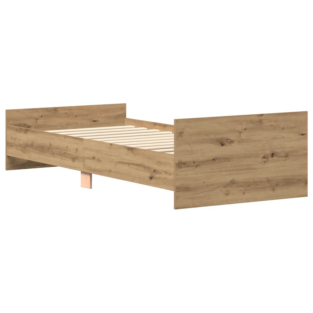 Bedframe zonder matras spaanplaat artisanaal eikenkleurig is nu te koop bij PeponiXL, paradijselijk wonen!