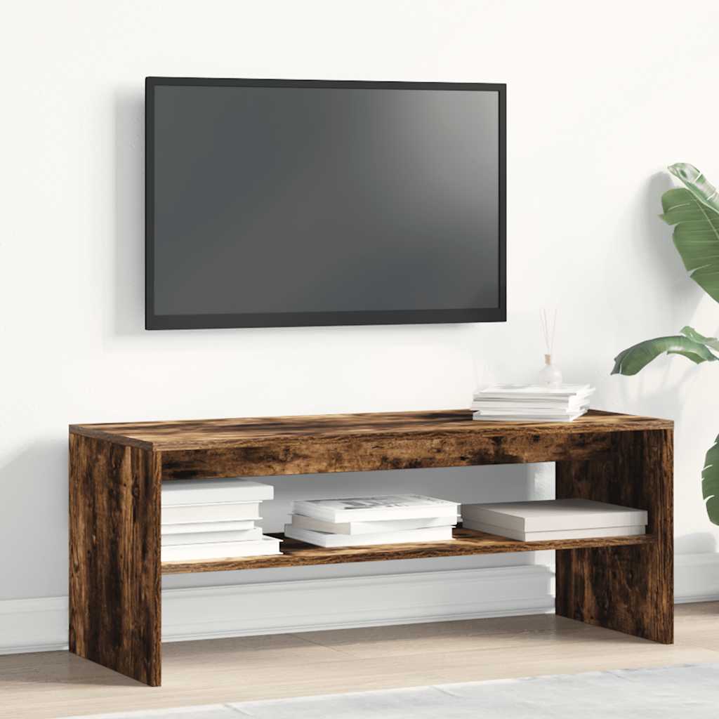Tv-meubel 100x40x40 cm bewerkt hout gerookt eikenkleurig is nu te koop bij PeponiXL, paradijselijk wonen!